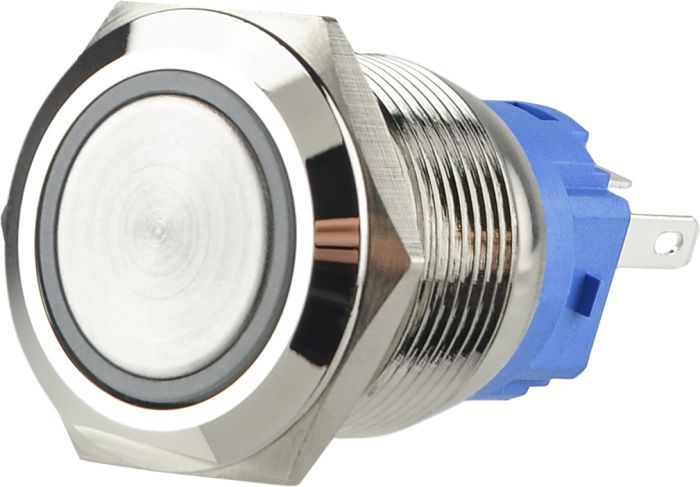 TYJ 19-271  Кнопка металева пласка з підсвічуванням, 1NO+1NC, червона  220V.