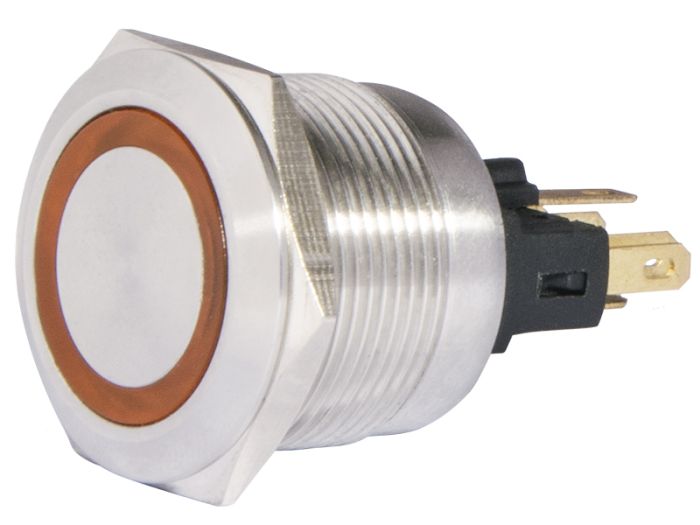 TYJ 22-271  Кнопка металева пласка з підсвічуванням, 1NO+1NC, жовта  24V.