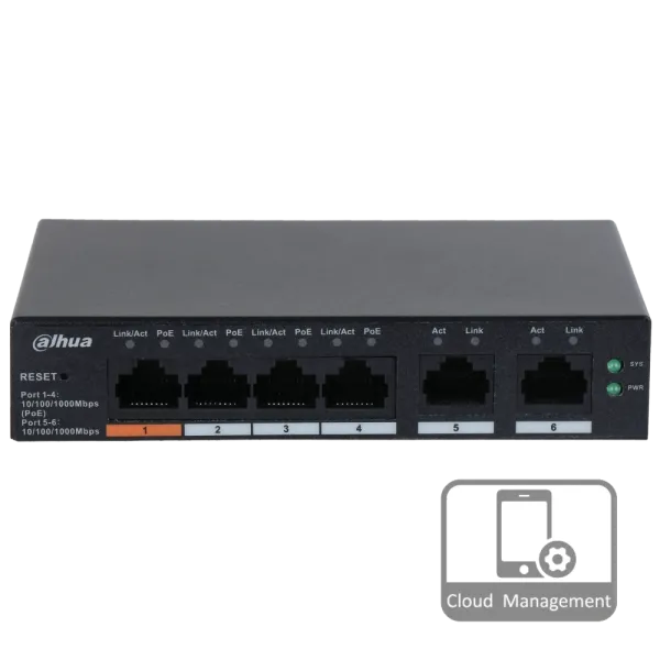 Dahua DH-CS4006-4GT-60 PoE Комутатор 6 портів керований