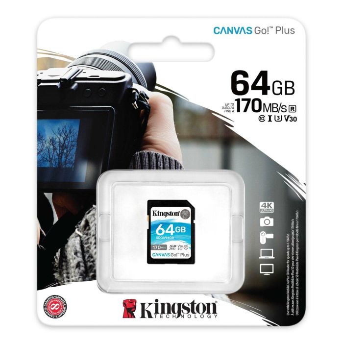 Карта пам'яті SDXC (UHS-1 U3) Kingston Canvas Go Plus 64Gb class 10 V30 (R170MB/s, W70MB/s) (SDG3/64GB)