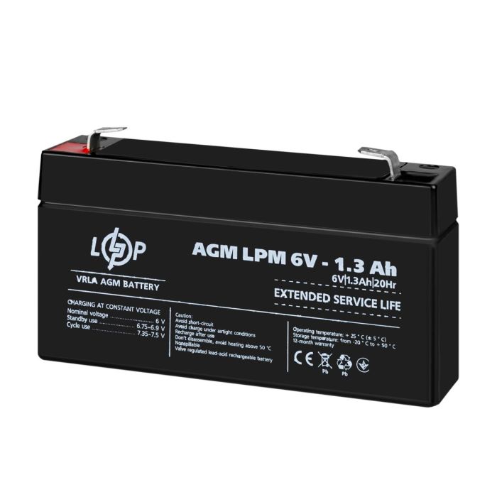 Акумулятор AGM LPM 6V - 1.3 Ah Уцінка 10.2024
