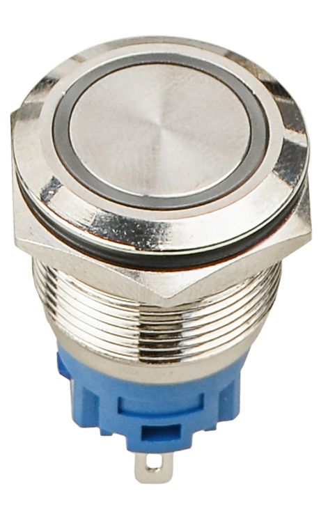 TYJ 19-271  Кнопка металева пласка з підсвічуванням, 1NO+1NC, червона 12V.