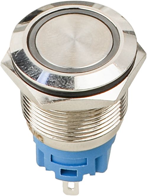 TYJ 19-271  Кнопка металева пласка з підсвічуванням, 1NO+1NC, зелена 12V.