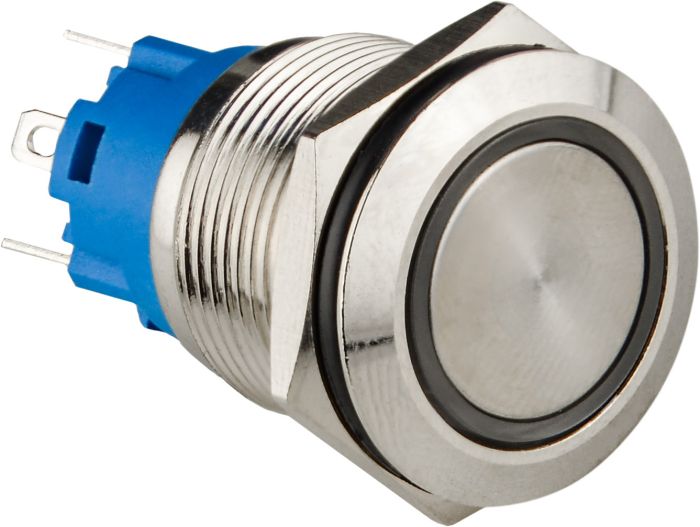 TYJ 19-271  Кнопка металева пласка з підсвічуванням, 1NO+1NC, зелена 12V.