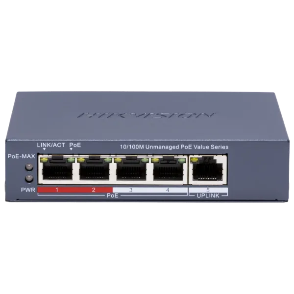 Hikvision DS-3E0105P-E/M(C) POE Комутатор 5 портів некерований
