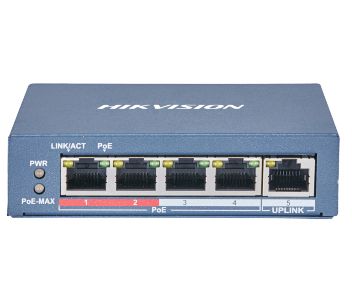 DS-3E0105P-E(B) 4-портовий некерований POE комутатор Hikvision