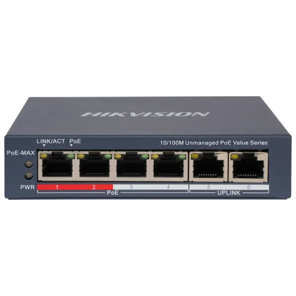 Hikvision DS-3E0106P-E/M(B) POE Комутатор 6 портів некерований