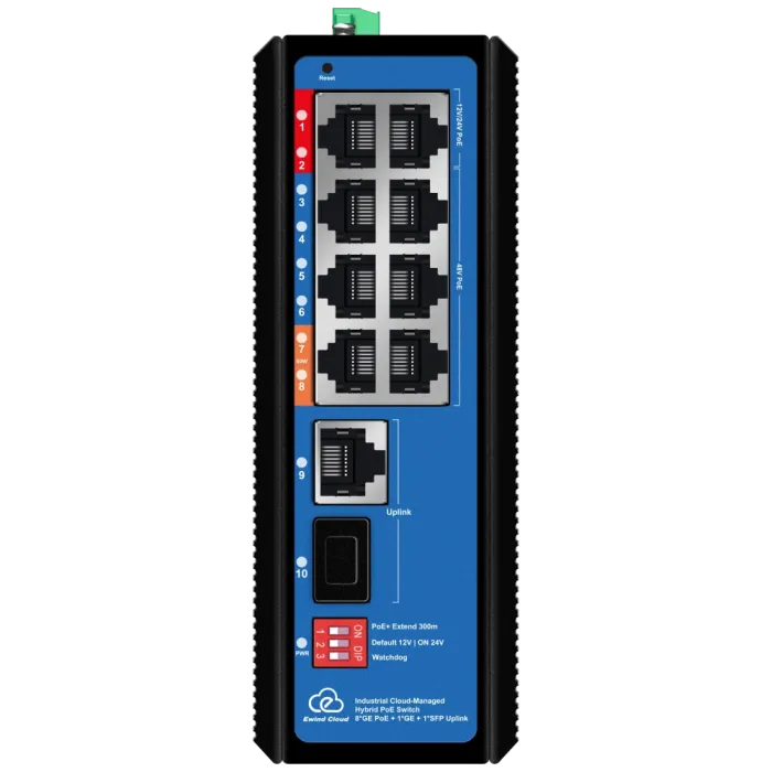 Ewind EW-EPIS3910SH-8GE AI PoE Комутатор 10 портів керований хмарно