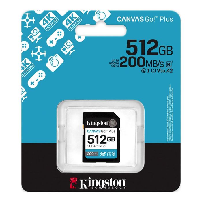 Карта пам'яті SDXC (UHS-1 U3) Kingston Canvas Go! Plus 512Gb class 10 A2 V30 (R200MB/s, W160MB/s) (SDG4/512GB)