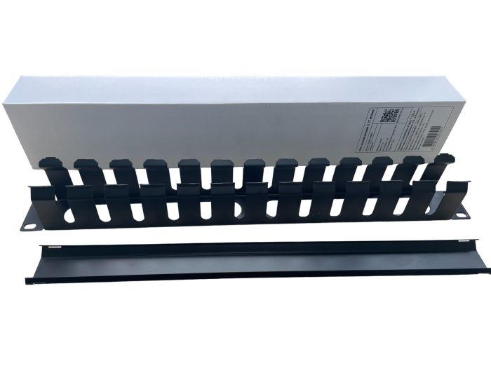 Кабельний організатор перфорований Чорний 1U 19 металевий (GCM-1U19INCH)