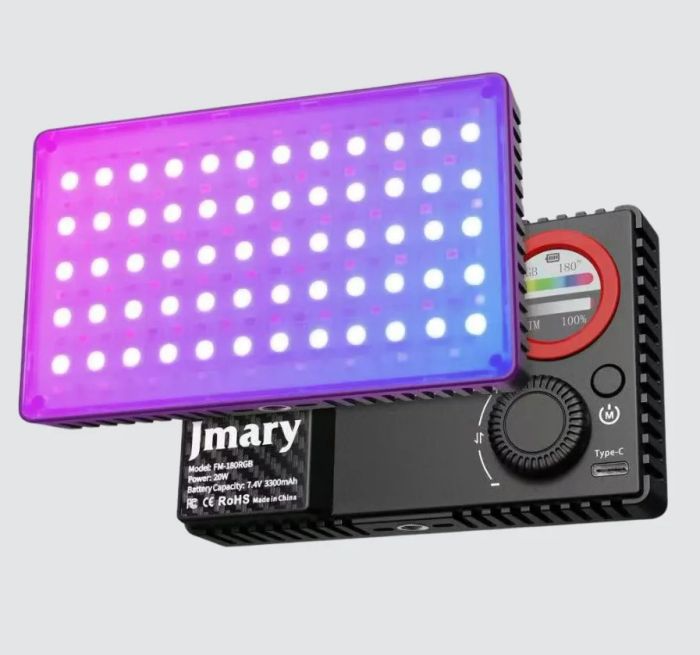 Накамерний відеосвітло надпотужне 20Вт RGB CRI 95+1800-9000K Jmary FM-180RGB