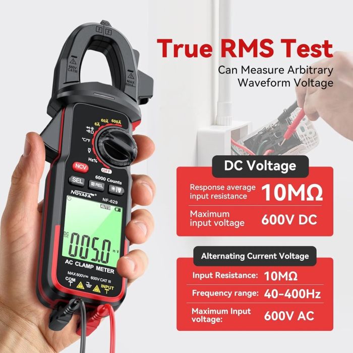 Струмовимірювальні кліщі, мультиметр 600 А, 600 В, True RMS, NCV NOYAFA