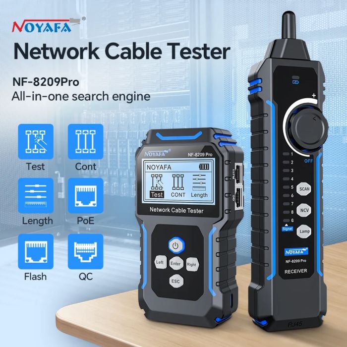 Тестер кабельний RJ45, RJ11 з PoE, Wire Mapping, трасошукач NOYAFA