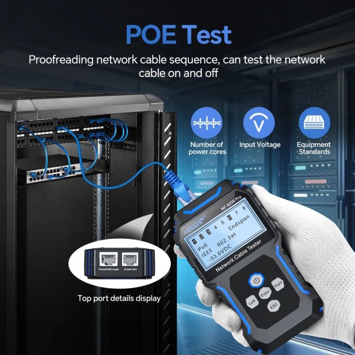 Тестер кабельний RJ45, RJ11 з PoE, Wire Mapping, трасошукач NOYAFA
