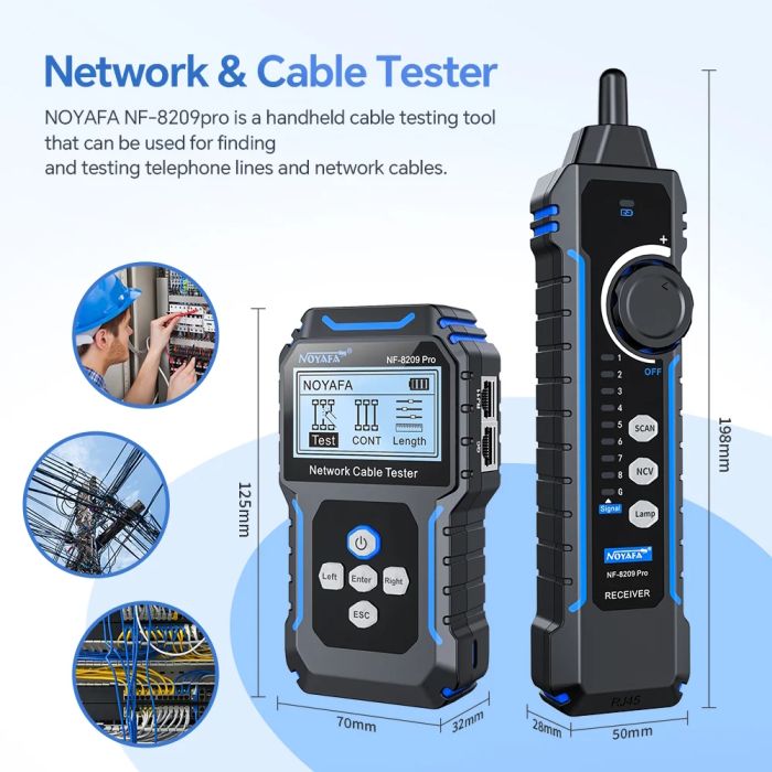 Тестер кабельний RJ45, RJ11 з PoE, Wire Mapping, трасошукач NOYAFA