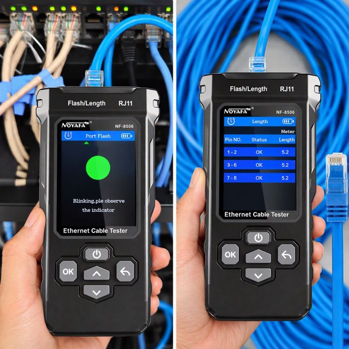 Тестер кабельний RJ45 з PoE, PING, IP Scan, трасошукач NOYAFA
