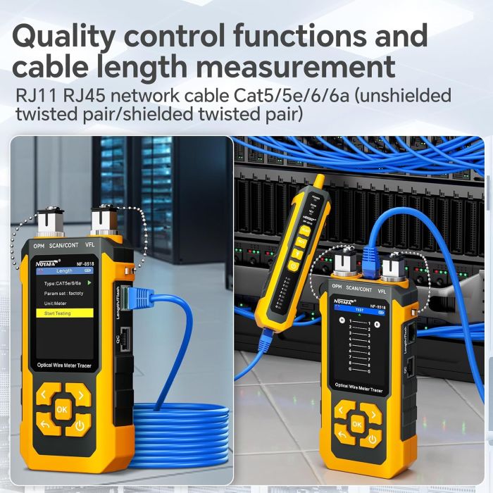 Тестер кабельний RJ45 з PoE, OPM, VFL, WireMap, трасошукач NOYAFA