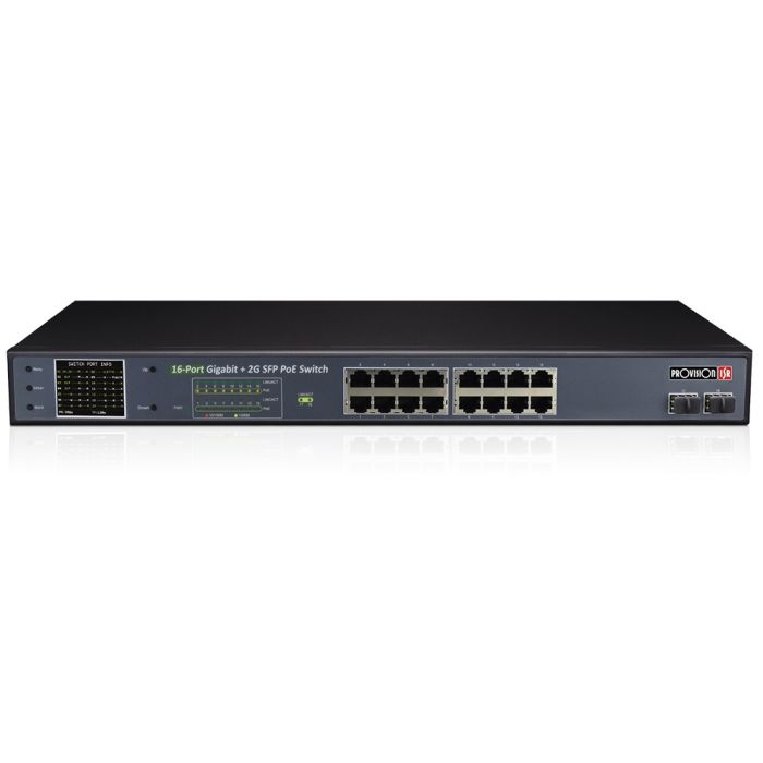 Некерований PoE-комутатор Provision-ISR PoES-16250GCL+2SFP з 16 портами PoE