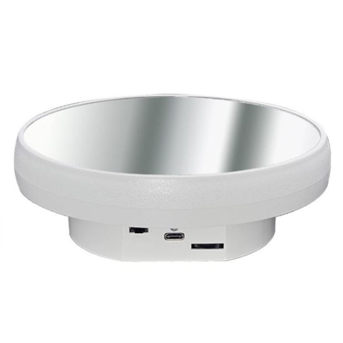 Поворотний стіл для зйомки 16см білий дзеркальний USB/AAA Puluz TBD0606196501
