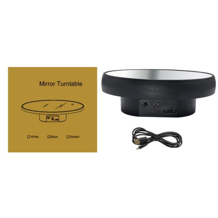 Поворотний стіл для зйомки 16см чорний дзеркальний USB/AAA Puluz TBD0606196502
