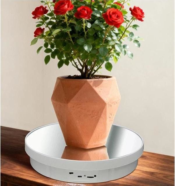 Поворотний стіл для зйомки 32см білий дзеркальний USB/AAA Puluz TBD0606412201A
