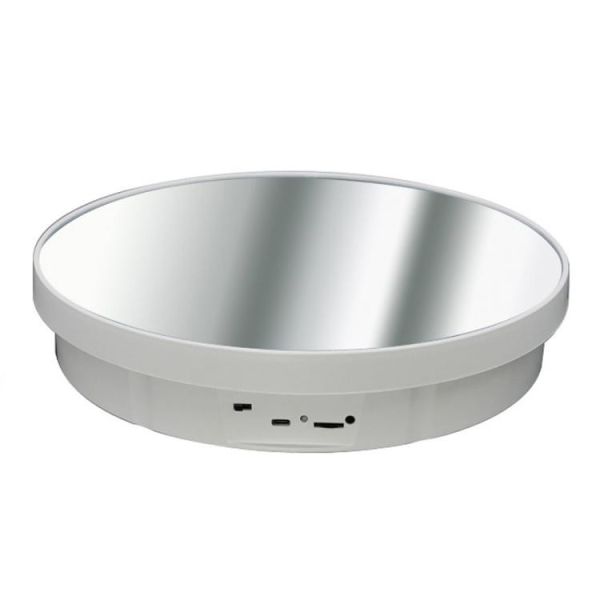 Поворотний стіл для зйомки 32см білий дзеркальний USB/AAA Puluz TBD0606412201A