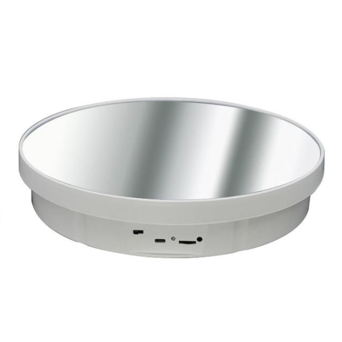 Поворотний стіл для зйомки 32см білий дзеркальний USB/AAA Puluz TBD0606412201A