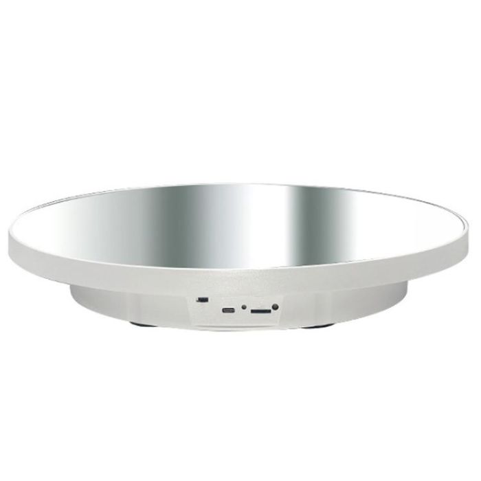 Поворотний стіл для зйомки 40см білий дзеркальний USB/AAA Puluz TBD0606412202A