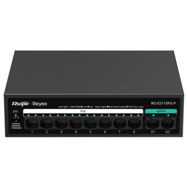 Ruijie Reyee RG-ES110FG-P PoE Комутатор 10 портів некерований