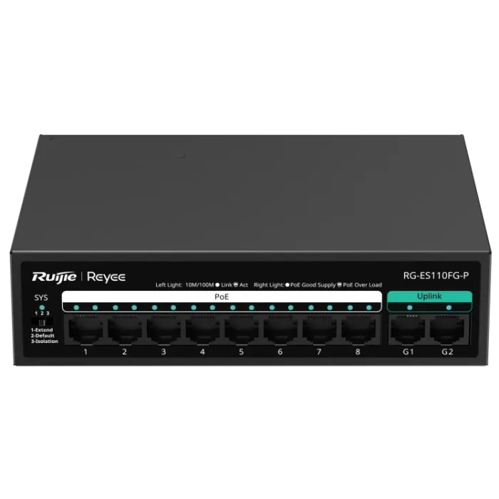 Ruijie Reyee RG-ES110FG-P PoE Комутатор 10 портів некерований