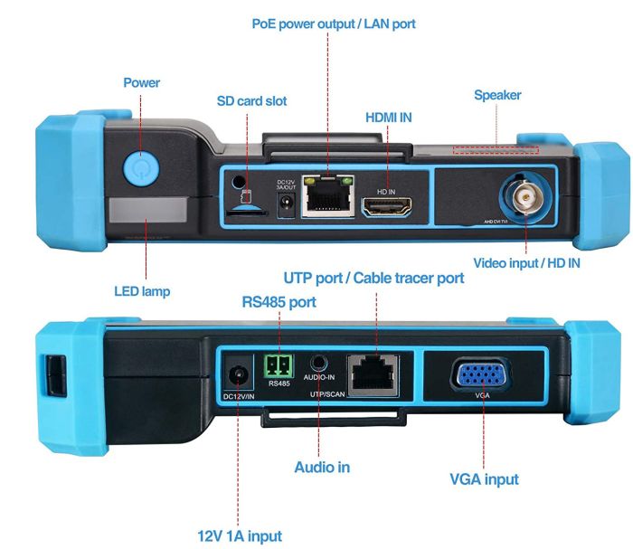 Тестер відеокамер RV-ZMA04-F1 з сенсорним екраном + HDMI-in, VGA-in