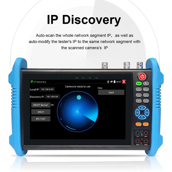 Тестер відеокамер RV-ZTest108P-3T із сенсорним екраном, SFP, PoE++