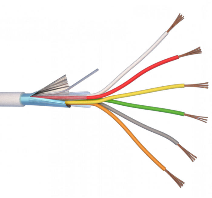 Кабель сигнальный Alarm cable 6x0,22; с жилой заземления в экране. Бухта 100 м.
