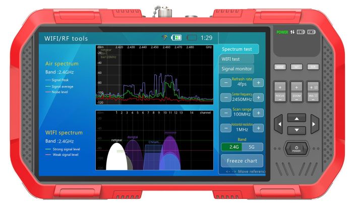 Тестер видеосигнала для аналоговых и IP-камер (всё в одном) RVT-ProXL6 с анализатором сигнала и спектра WiFi