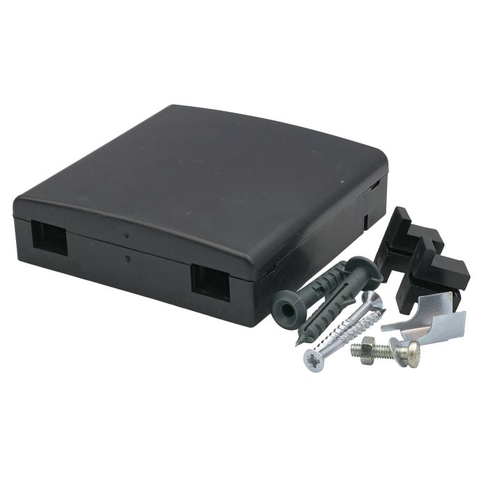 Абонентська розетка FTTH, для 2xSC simplex/ LC duplex, з кріпленням для 3мм патчкорду, чорна