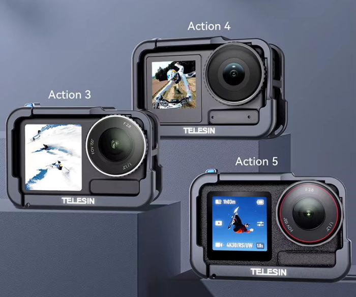 Рамка DJI Action 5/4/3 алюмінієва вертикальна/горизонтальна Telesin S6-FMS-13-TDJ