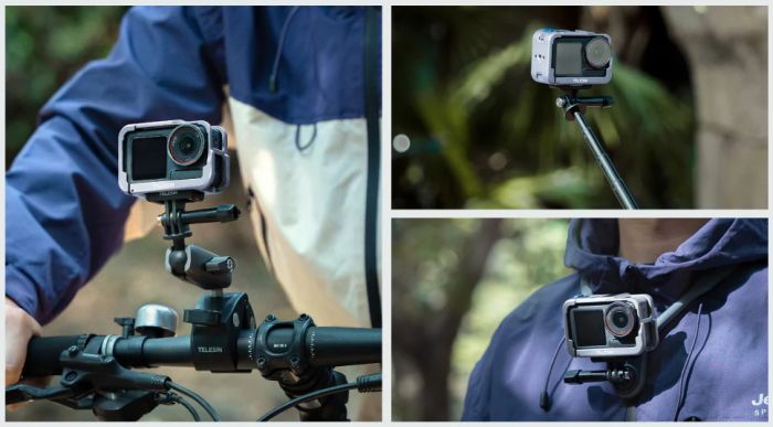 Алюмінієва рамка DJI Action 5 Pro/4/3 легка швидкознімна сіра Telesin S6-FMS-13BL-TDJ