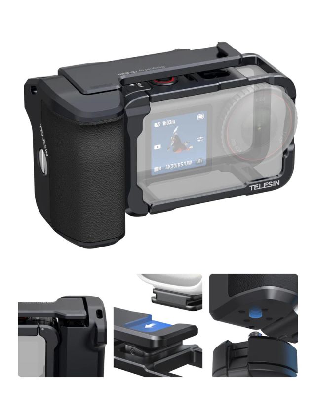 Рамка-тримач DJI Action 6 для зйомки з рук алюмінієва StreetGrip Telesin S6-FMS-36-TDJ