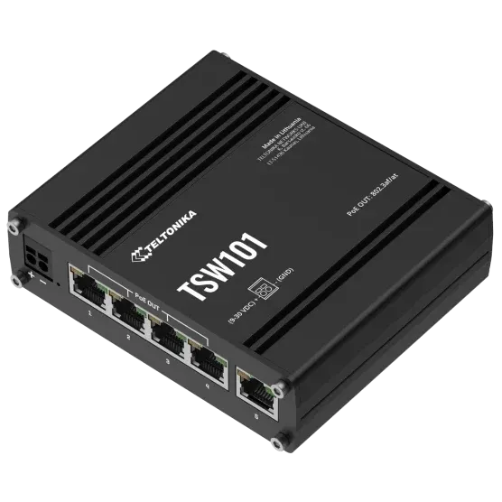 Teltonika TSW101 POE+ для використання в транспорті Комутатор 5 портів некерований
