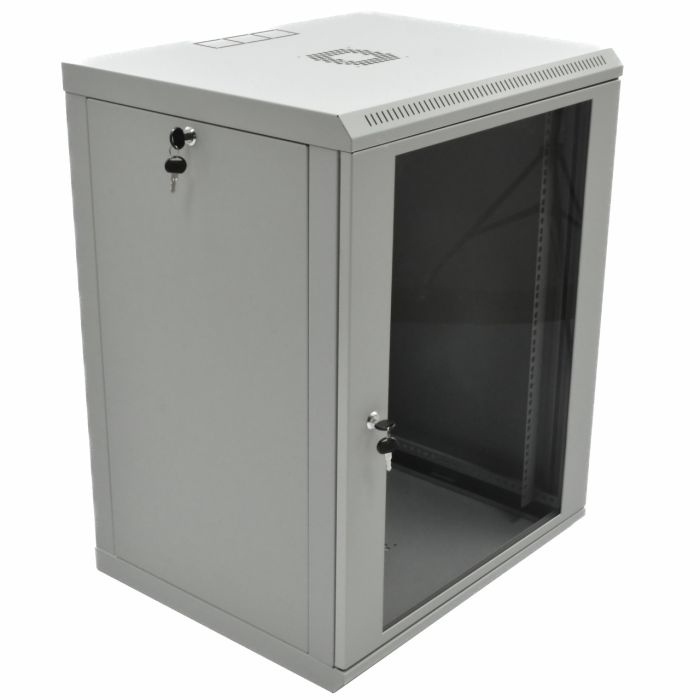 Шафа 15U, 600х600х773 мм (Ш * Г * В), економ, акрилове скло, сіра