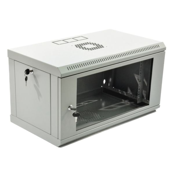 Шафа 6U, 600х350х373 мм (Ш * Г * В), економ, акрилове скло, сіра