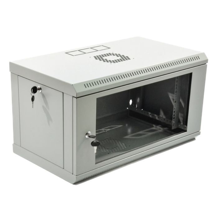 Шафа 6U, 600х350х373 мм (Ш * Г * В), економ, акрилове скло, сіра
