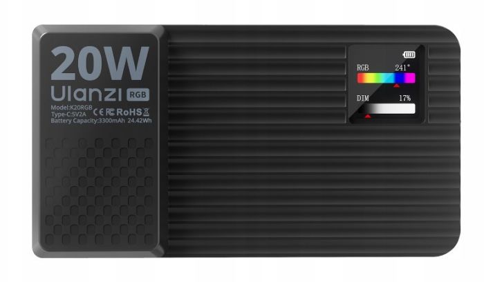 Панель світлодіодна міні 20Вт RGB CRI 96+ 1800-9000К Ulanzi K20 RGB