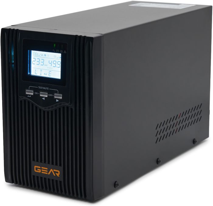 Пристрій безперебійного живлення GEAR, 3000VA/2400W LCD, лінійний інтерактивний (GU-3000PS)