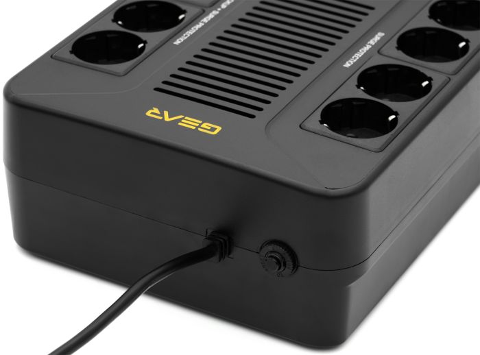Пристрій безперебійного живлення GEAR, UPS 1000VA, 600W, AVR, 8Schuko, plastic case USB+RJ45 (GU-1000PLUS6)