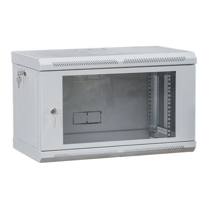 Шкаф телекоммуникационный 19 ", настенный 18U (910х600х450) двери акрил, серый