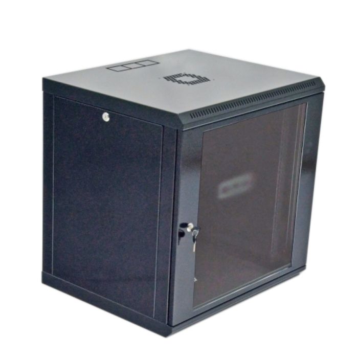 Шафа 12U, 600х600х640 мм (Ш * Г * В), економ, акрилове скло, чорний