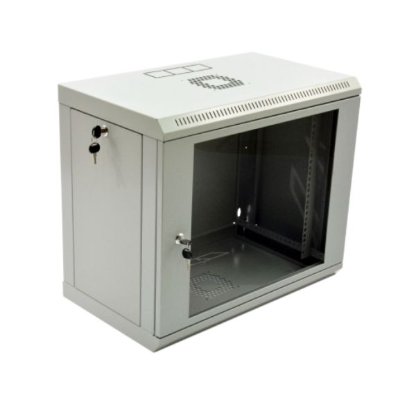 Шафа 9U, 600х350х507 мм (Ш * Г * В), економ, акрилове скло, сіра
