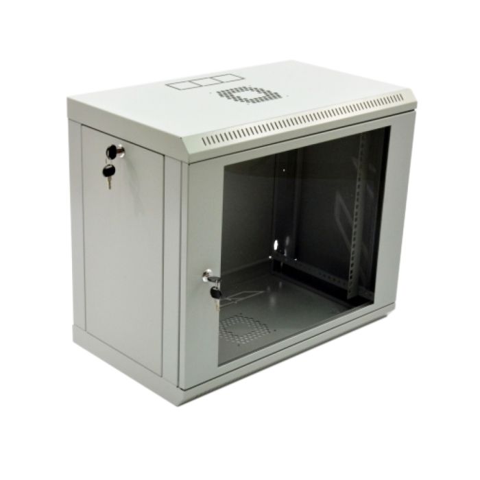 Шафа 9U, 600х350х507 мм (Ш * Г * В), економ, акрилове скло, сіра